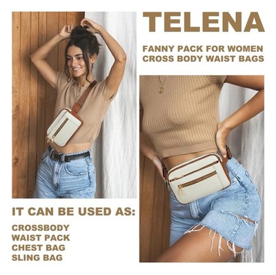 TELENA Fanny Packs for Women Cross Body Leather Belt Bag Fashionable Adjustable