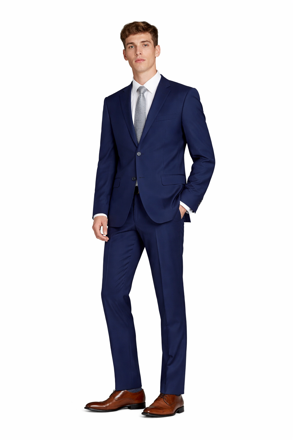 Men’s Navy Suit 34R Modern Fit 2 Button Prom Wedding Formal $395 Retail