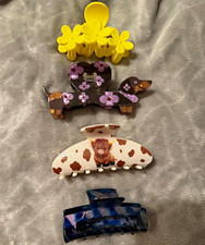 4pc Plastic Hair Claw Clips Set 4.5in Multicolor Floral  Animal Print