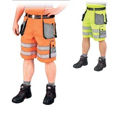 kurz Warnschutzhose mit Reflektionsstreifen orange gelb Arbeitshose Warnschutz