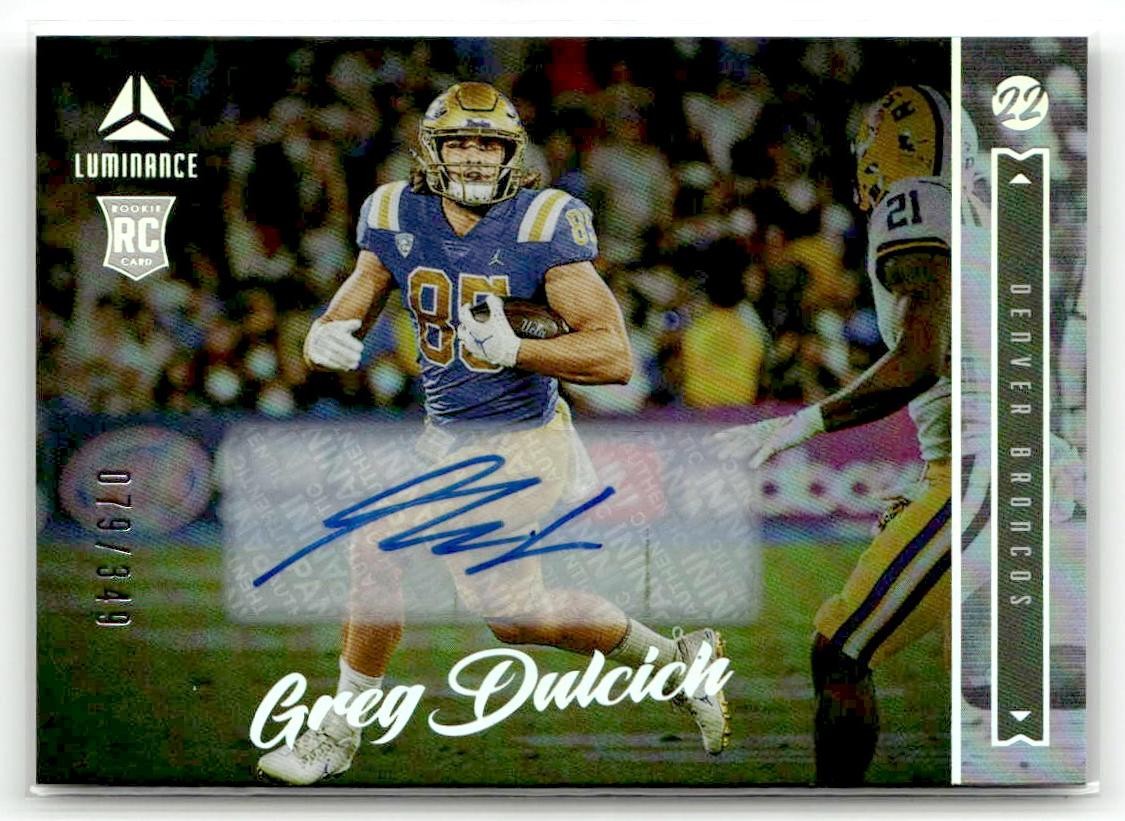 Greg Dulcich 2022 Panini Luminance #200 Autographs #/349 Rookie Auto Denver Bron
