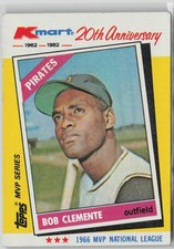 1982 Topps Kmart 20th Anniversary AL & NL MVP's #10 Bob Clemente