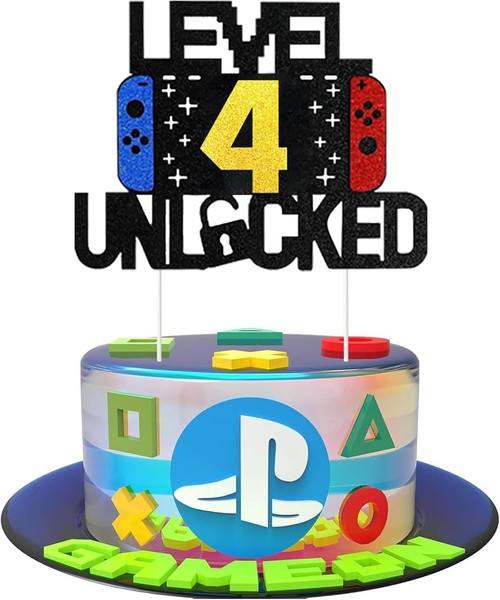 Videospiel Tortendeko Geburtstag,4Th Party Videospiel Cupcake Topper,-image