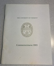 Vintage 1993 University of Vermont Commencement Booklet