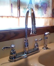 Delta Windemere 21996LF Chrome 4-Hole Two-Handle Kitchen Faucet Side Sprayer