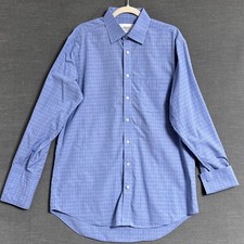 Charles Tyrwhitt Shirt 16/33 Classic Fit Blue Plaid French Cuff Non Iron