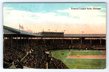 Postcard Illinois Il Chicago Federal League Park Baseball Stadium 1914