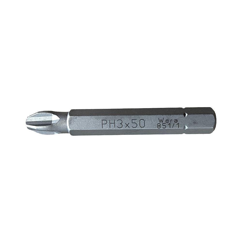 Wera 851/1 Z Phillips 50 mm Screwdriver Bits 1/4"" Hexagon Drive (PH 3)