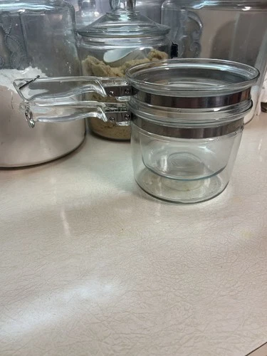 Vintage Pyrex Flameware Clear Glass Double Boiler Pots NO LID 1 1/2 Qt 6283
