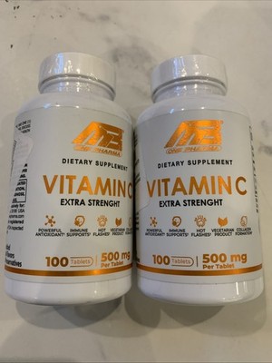 2x Vitamin C 500 mg - Extra Strength Immune & Antioxidant Support- 200 Ct 8/2027