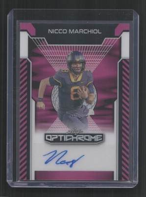 2025 Leaf Optichrome #BA-NM1 Nicco Marchiol Base Autographs Prismatic Pink #/8