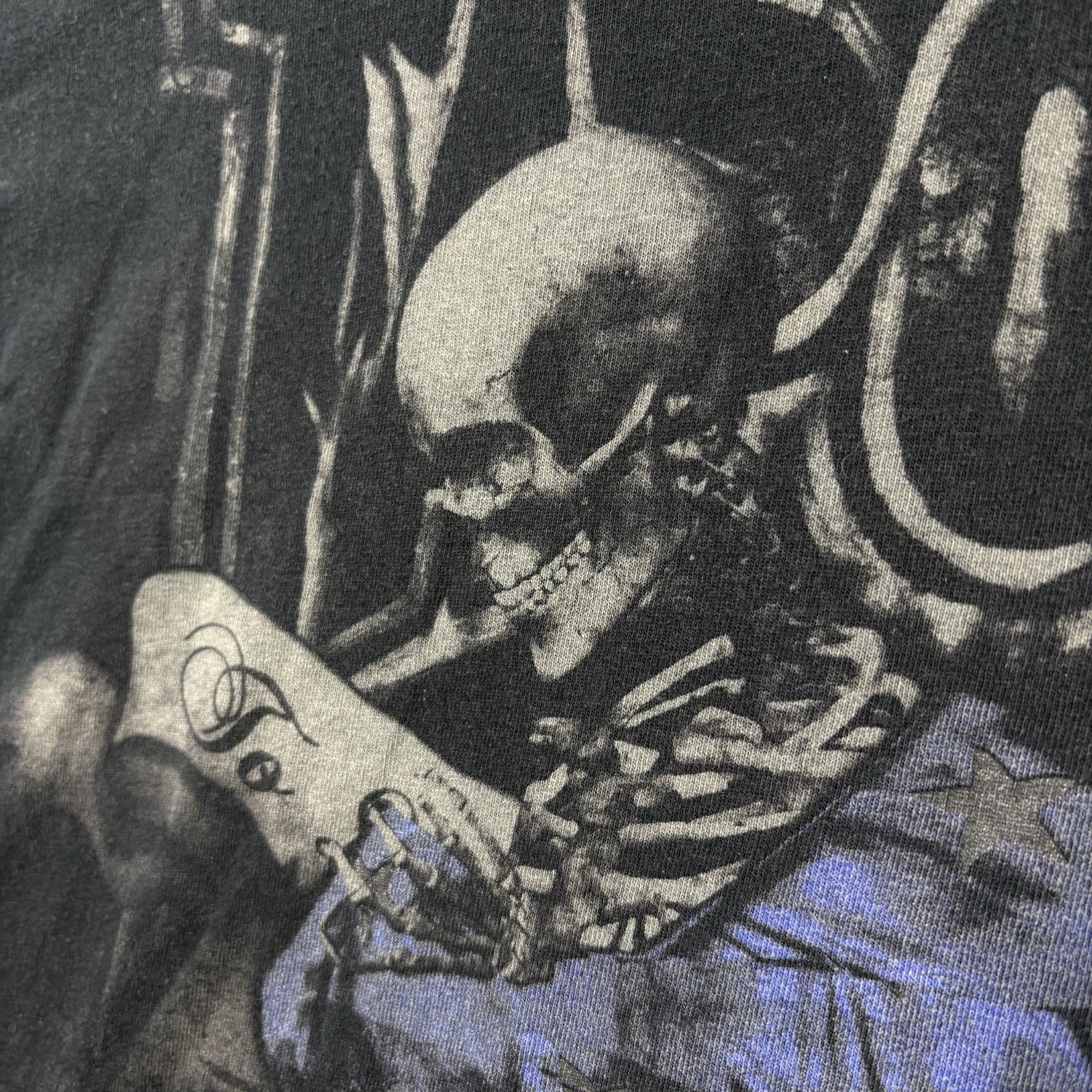 Y2K TAPOUT T-Shirt Men’s XL FADED Black Skull American Flag AOP Double Sided