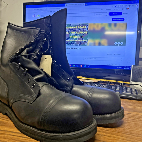 BLACK ADDISON STEEL TOE MILITARY COMBAT ARMY MOTORCYCLE LACE UP BOOTS SZ 15 W - Picture 2 of 9