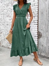 Ladies Casual Fitted Maxi Dress in Green