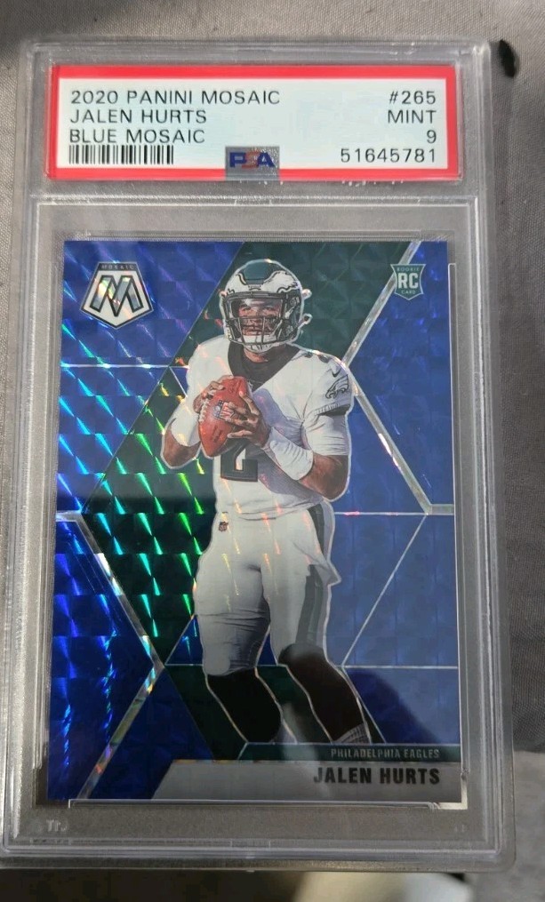 Jalen Hurts RC🔥 2020 Mosaic Blue Prizm RC /99🔥PSA 9🔥EAGLES🔥Super Bowl MVP