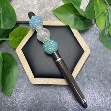 Handmade Acrylic  Rhinestone Beaded Stylus Pen Black Ink New Free Ship C1775