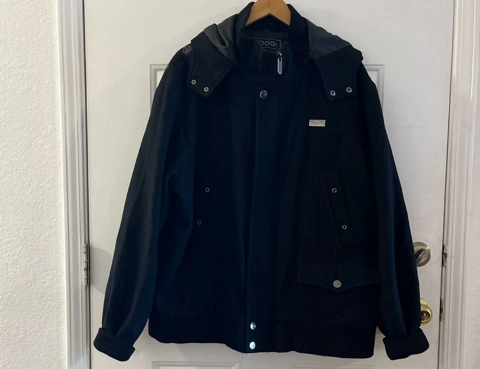 Jaqueta pesada Coogi masculina preta grande e alta mistura de lã externa tamanho 3X - Imagem 2 de 4
