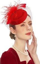 Fascinators Hats 20s 50s Hat Pillbox Hat Cocktail Tea Party Headwear with Veil