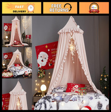 Dreamy Princess Bed Canopy for Girls - Round Dome Mosquito Net Tent, Beige Pink