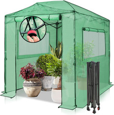 EAGLE PEAK 8X6 Portable Walk in Greenhouse, Pop up Indoor Outdoor Greenhouse, Gr