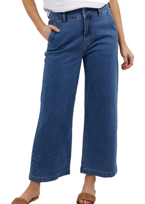 NEW Elm Lifestyle Jean Wide Leg Izzy SZ 16 Dark Blue Stretch High Rise NWT