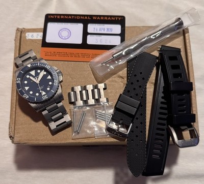Helson Shark Diver 38 Brushed Titanium - Blue 38 mm | eBay