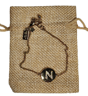 Kate Spade NY Initial ''N'' Disc Bracelet ONE IN A MILLION Collection Gold Tone