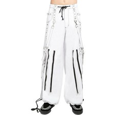 Men White Gothic Pant Punk Rock Straps Chains Streetwear Trippy Baggy Pants