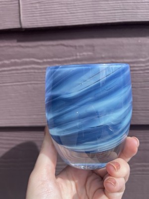 Wolf Pack Glassybaby - Steel Blue And Light Blue Swirl Votive Holder