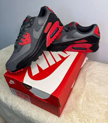 Nike Air Max 90 Iron Grey Fire Red Low Top Lace-Up Cushioned DM0029-007 2024