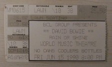David Bowie 6/15/90 World Music Theatre Tinley Park, Chicago Suburb, Ticket Stub