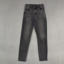 American Eagle Jeans Womens 00 Faded Black Mom Jean Stretch Denim Cotton Blend