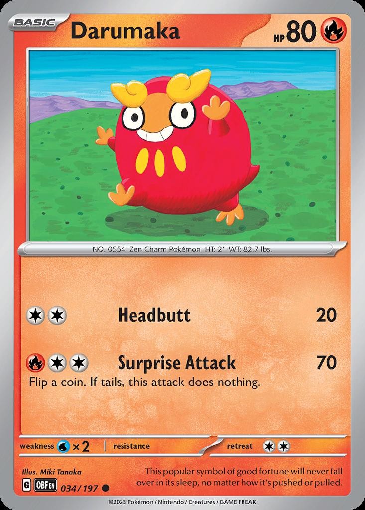 Pokemon Darumaka (34/272) Obsidian Flames NM REVERSE HOLO