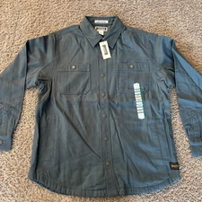 Duluth Trading Co. Jacket Mens L Dark Blue Fire Hose Flannel Lined Fit Limber
