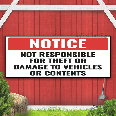 #ad #ad Not Responsible For Theft Or Damage To Vehicles Indoor Outdoor Banner Sign $131.99
