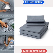 Queen Size Sheet Set 6 Piece Microfiber 14 Inch Deep Pocket 4 Pillowcases