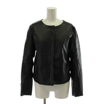 BEAMS HEART Rider's Jacket Faux Leather S Black No Collar Long Sleeve /GG12  MA