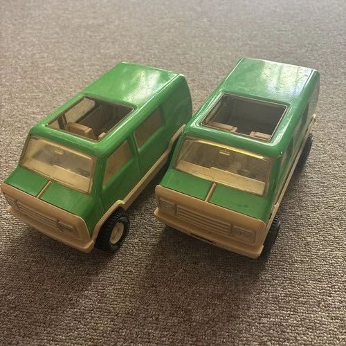 Vintage Tonka Made In The USA Van Lot Of 2 Green Hippie