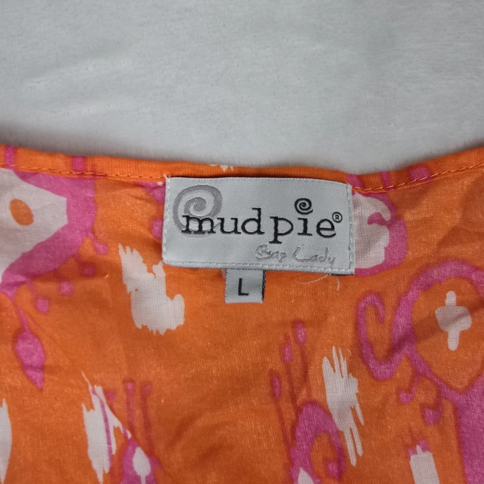 Грязь пирог платье женский размер большой оранжевый розовый Ikat оборки плавать прикрыть богемное - Изображение 4 из 4