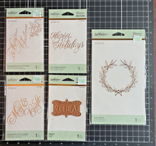 Spellbinders Glimmer Plates BELIEVE, MERRY BRIGHT, HAPPY HOLIDAYS, CHRISTMAS