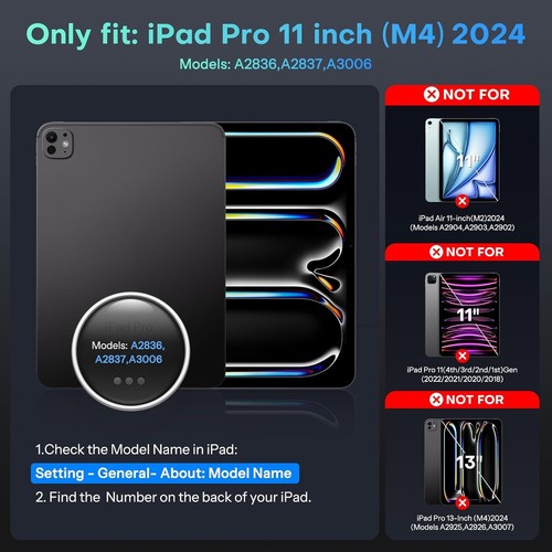 OMOTON per iPad Pro 11 pollici custodia tastiera magnetica (M4, 2024), Bluetooth senza fili - Foto 8 di 8