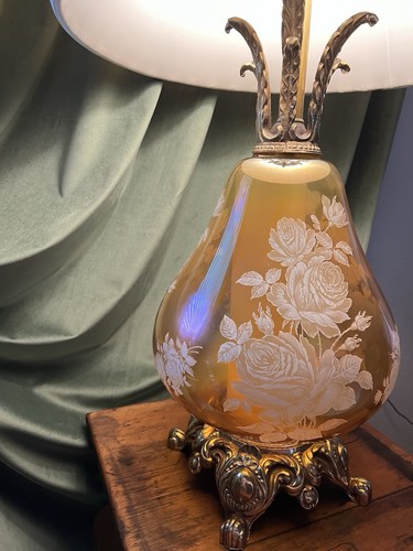 1972 Vintage Bernstein & Messing Lampe mit Blumenradierung EF&EF INDUSTRIES NO. 145-4-5X - Bild 5 von 14