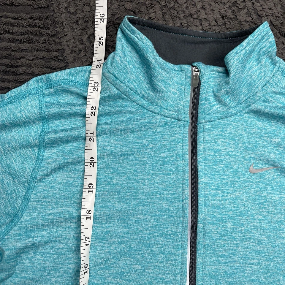 Pulôver de corrida Nike Dri-Fit Element feminino XS 1/4 zíper furos azuis para polegar - Imagem 3 de 4