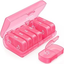 XL Weekly Pill Organizer 7 Day AM PM Medication Case Large Capacity Travel Vitam