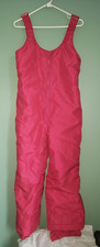 GIRLS BOYS LANDS END PINK SNOW SNOWBOARD SKI PANTS BIBS OVERALLS SIZE M 10 12