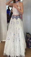 AUTHENTIC SHERRI HILL 2PC WHITE/ROYAL SZ 4 GOWN FORMAL PROM DRESS 50977