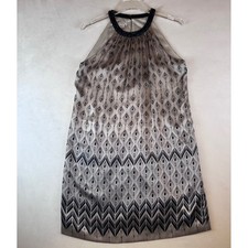Maggie London Halter Dress Silk Beaded Neckline Sleeveless Party Dress Size 8