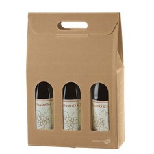 SCATOLA CONFEZIONE REGALO VENDITA AVANA PER 3 BOTTIGLIE VINO OLIO CON FINESTRA