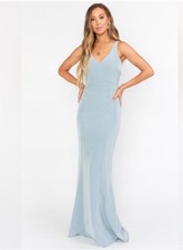 Show Me Your Mumu Morgan Gown Silver Sage Stretch Crepe, Size XXS NWT Bridesmaid