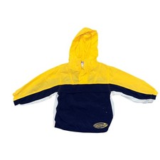 Vintage OshKosh B'gosh Yellow Navy Colorblock Windbreaker Hooded Jacket 3T READ